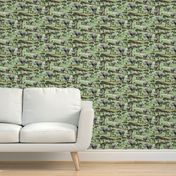 Endangered Wild Rhino Animal Safari Pattern, Painted Rhino Animal, Animal Kingdom Rhinoceros Print, African Wild Green Acacia Trees (Medium Scale)