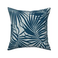 Large Scale Palm Frond Pattern - Pale Blue and Navy 