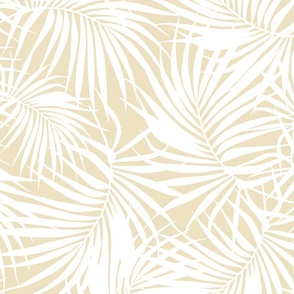 Large Scale Palm Frond Pattern - Neutral Colors Cream and Off White