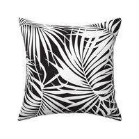 Black and White Palm Frond Pattern Tropical Leaf Print 