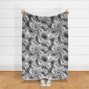 Black and White Palm Frond Pattern Tropical Leaf Print 