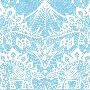 Stegosaurus Lace - Blue / White - LARGE