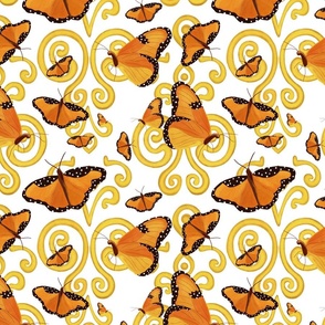 Block Print Inspired Golden Swirls and Butterflies