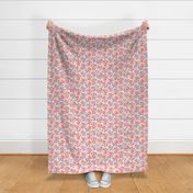 400 - $ Medium scale roses are red, violets are blue - language of flowers in loose expressive watercolor for patchwork, quilting, kids apparel, children pjs, springtime crafts, bed linen, curtains and apparel
