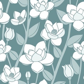 Magnificent Magnolias (Light Teal)