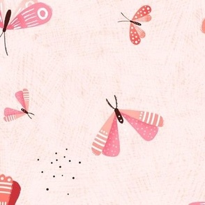 Medium |  1.5’’ tossed red and pink butterflies on light pink