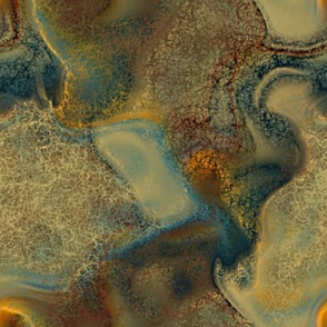 Gold, Rust and Teal Marble Abstract