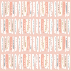 Abstract Wonky Pastel Squiggles and Stripes 