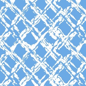 painterly diamond geometric/white on bright blue/medium