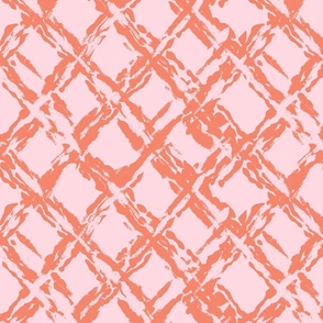painterly diamond geometric/coral on light pink/medium