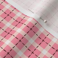 Hot salmon pink and white tartan plaid