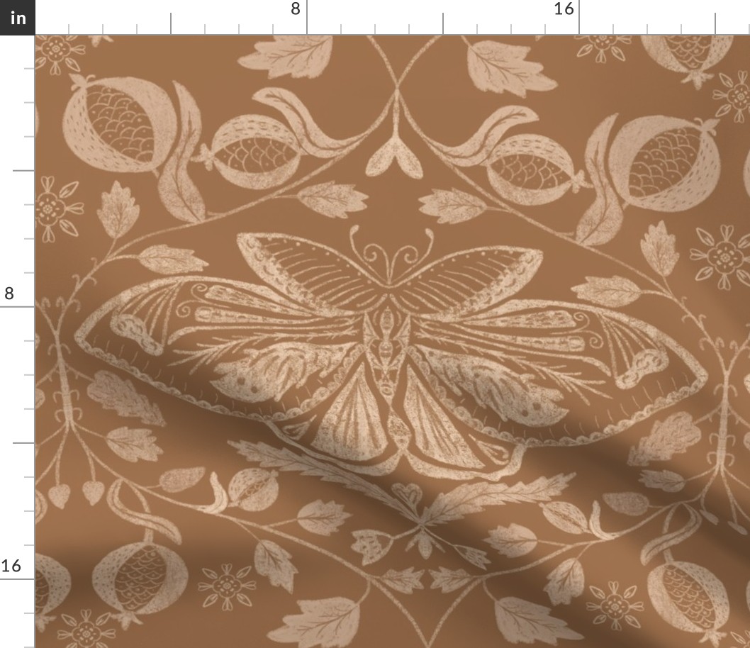 (L) Boho Floral Butterfly in Pomegranates 231206795 _Brown_ Beige_ Cream - Large Scale