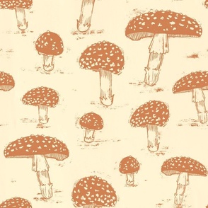 Blockprint Fungi in Beige