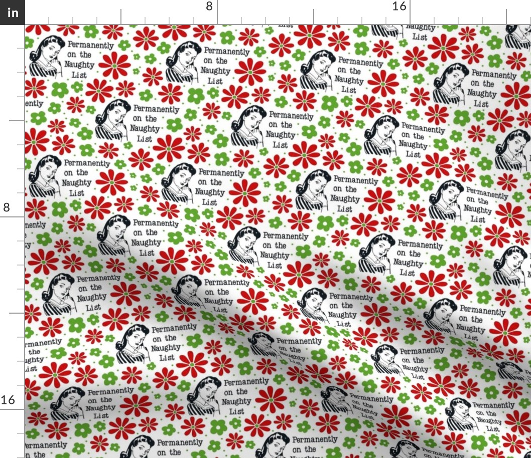 Medium Scale Sassy Ladies Permanently on the Naughty List Funny Sarcastic Floral in White - Copy - Copy