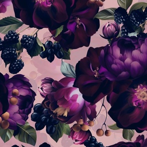 Large Opulent Purple Mauve Antique Baroque Luxury Maximalistic Flowers Romanticism - Gothic And Mystic inspired 
