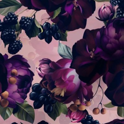 Small Opulent Purple Mauve Antique Baroque Luxury Maximalistic Flowers Romanticism - Gothic And Mystic inspired 