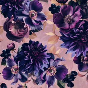 Opulent Purple Mauve Antique Baroque Luxury Maximalistic Dahlia Flowers Romanticism -  Gothic And Mystic inspired
