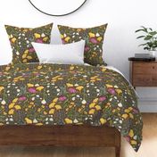 Medicinal Botanical Plants and Herbs - painted multicoloured - brown - medium