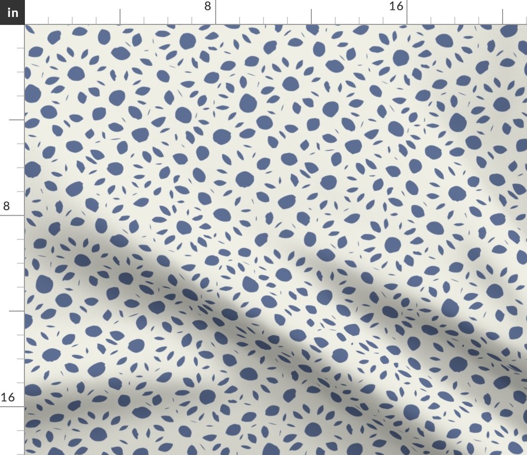 (Large)  Boho dots and speckles - blue nova on off-white