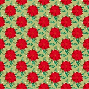 peaceful poinsettia red and green | small