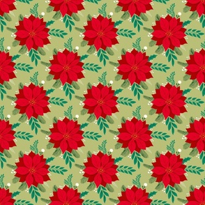 peaceful poinsettia red and green | medium