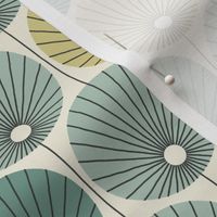 abstract retro blossom - green & okra - SMALL