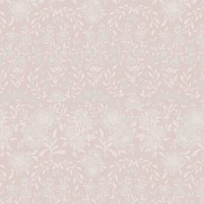 Small - Francesca Victorian Florals - Silhouette - Blush Pink White