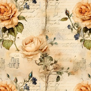 Light Orange Roses on Paper - large