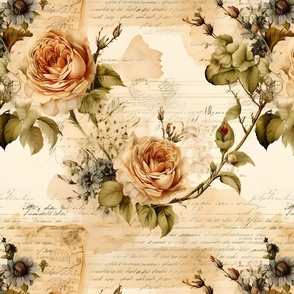 Cream Roses on Paper - large