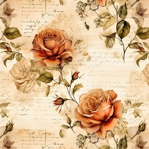 Orange Roses on Paper - large