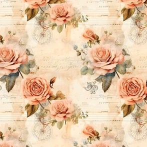 Peach Roses on Paper - small