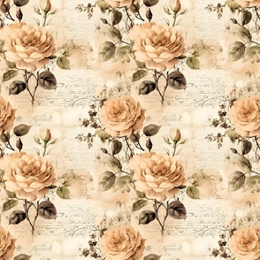Cream Roses on Paper - medium