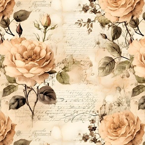 Cream Roses on Paper - large