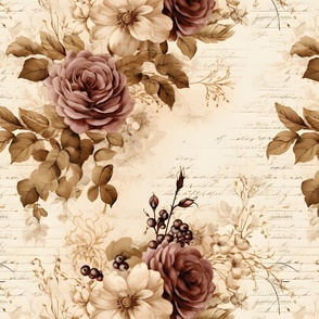 Purple & Ivory Roses on Paper - large