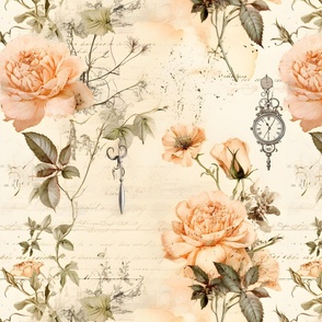Peach Roses on Paper - large
