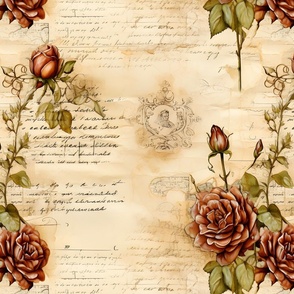 Brown Roses on Paper - large