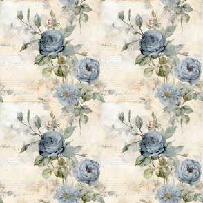 Blue Roses on Paper - medium