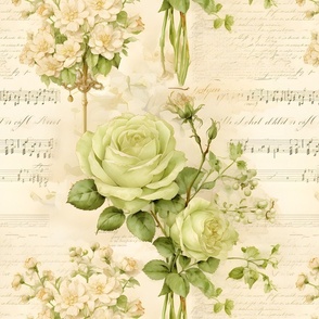 Light Green Roses on Paper - large