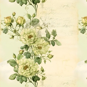 Light Green Roses on Paper - large