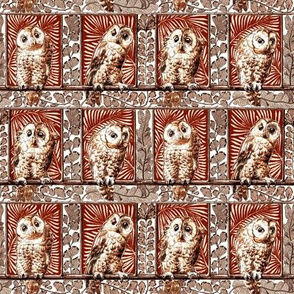 boxed owls burnt orange