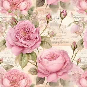 Pink Roses on Paper - large