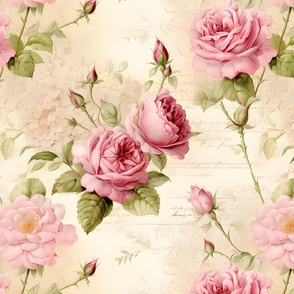 Pink Roses on Paper - large