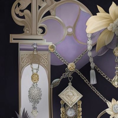 art deco tassels in  purple and gold