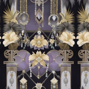 art deco tassels in  purple and gold