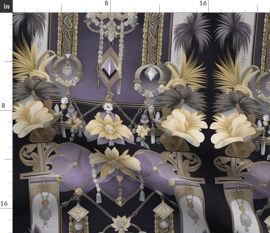 art deco tassels in  purple and gold
