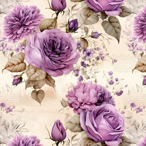 Purple Roses on Paper - large