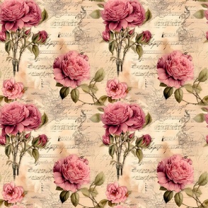 Pink Roses on Paper - medium