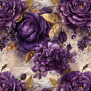 Purple Roses on Paper - large