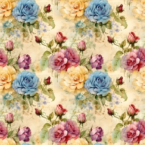 Rainbow Roses on Paper - medium