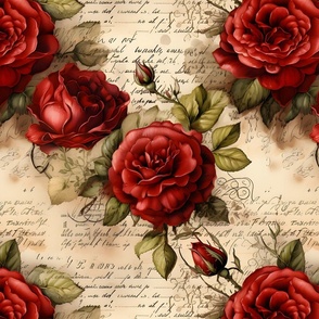 Red Roses on Paper - large